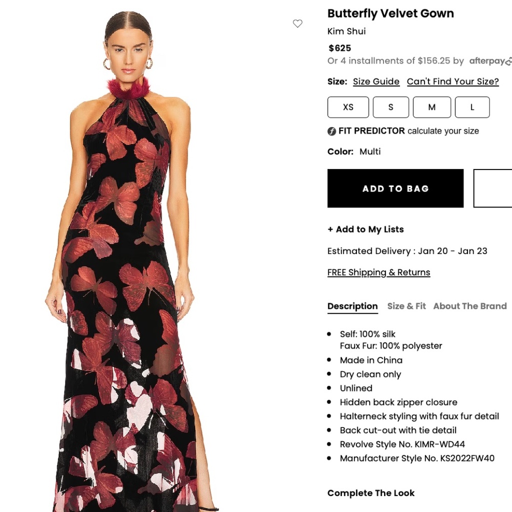 Butterfly Velvet Gown by Kim Shui